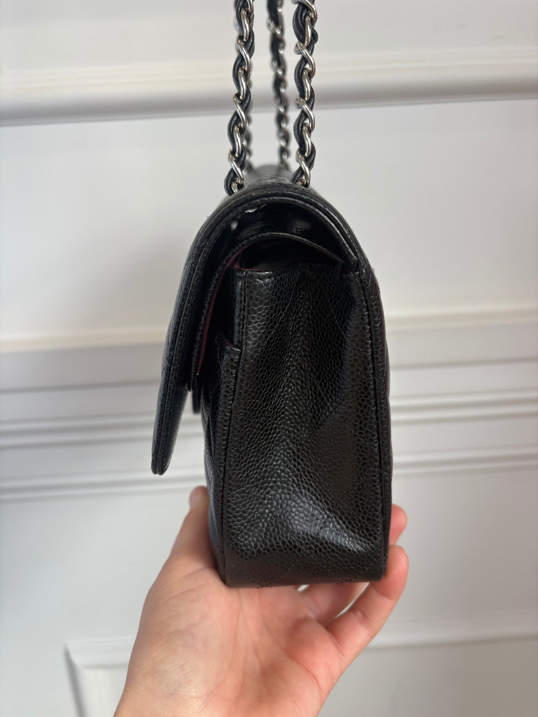 Chanel Black Caviar Leather Medium Classic Flap