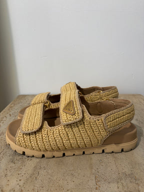 Prada Raffia Dad Sandals, 40