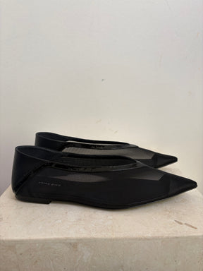 Anine Bing Black Mesh Pointed Flats, 37