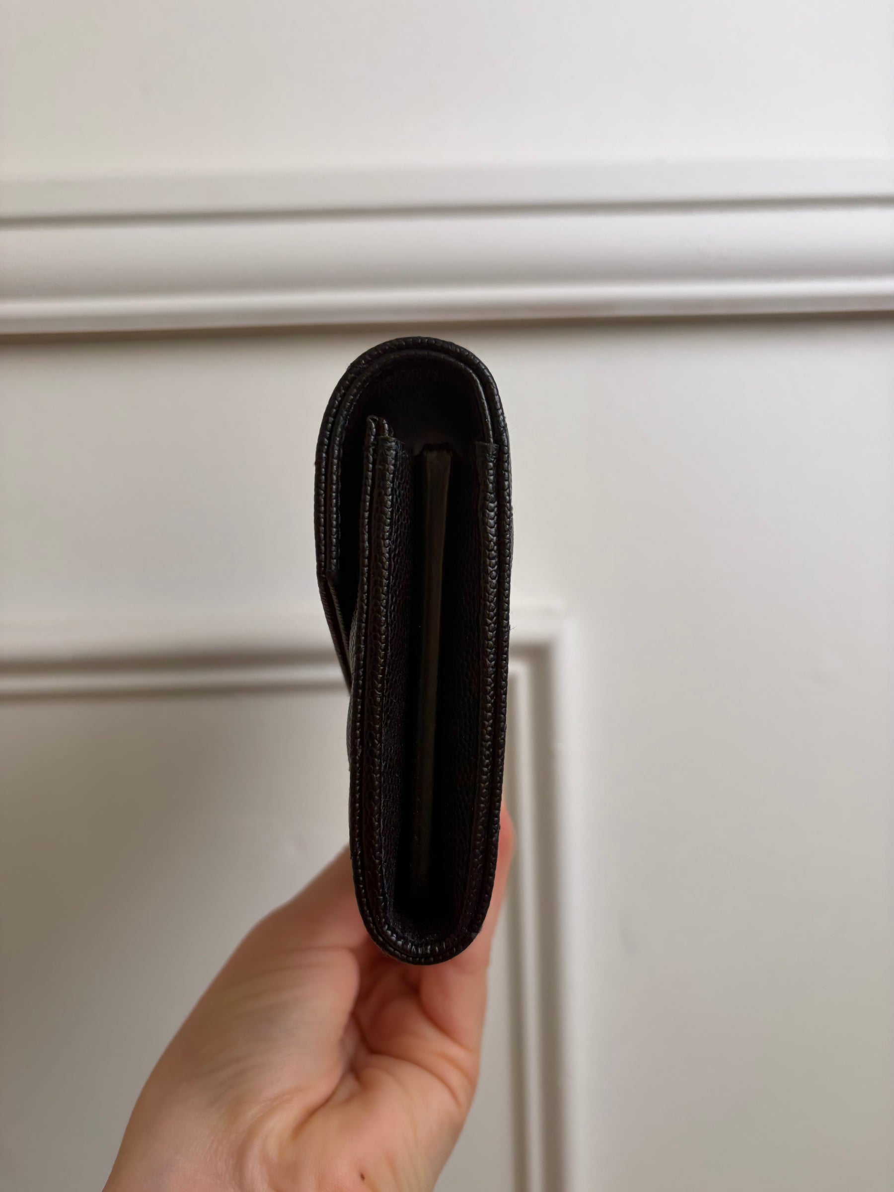 YSL Chevron Flap Wallet in Black