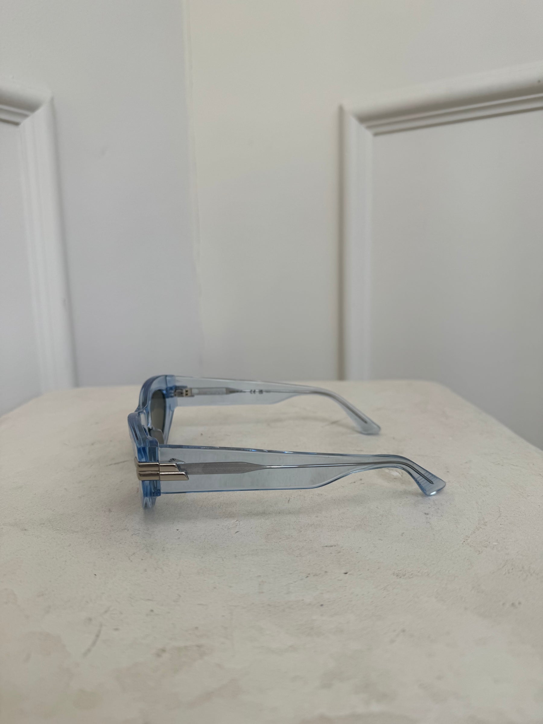Bottega Veneta Blue Acetate Oval Sunglasses