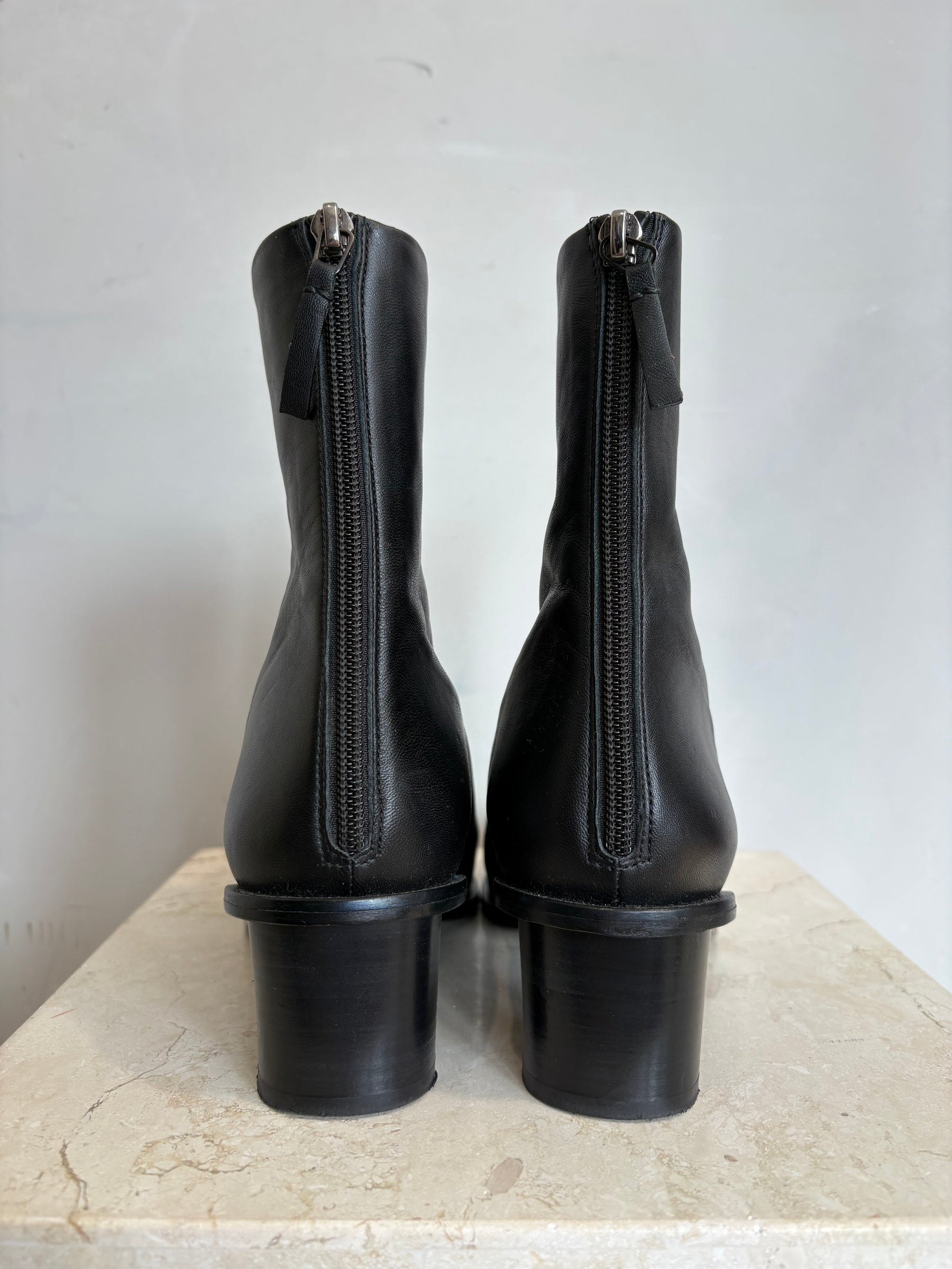 A Emery Black Booties   Zip Up, 40