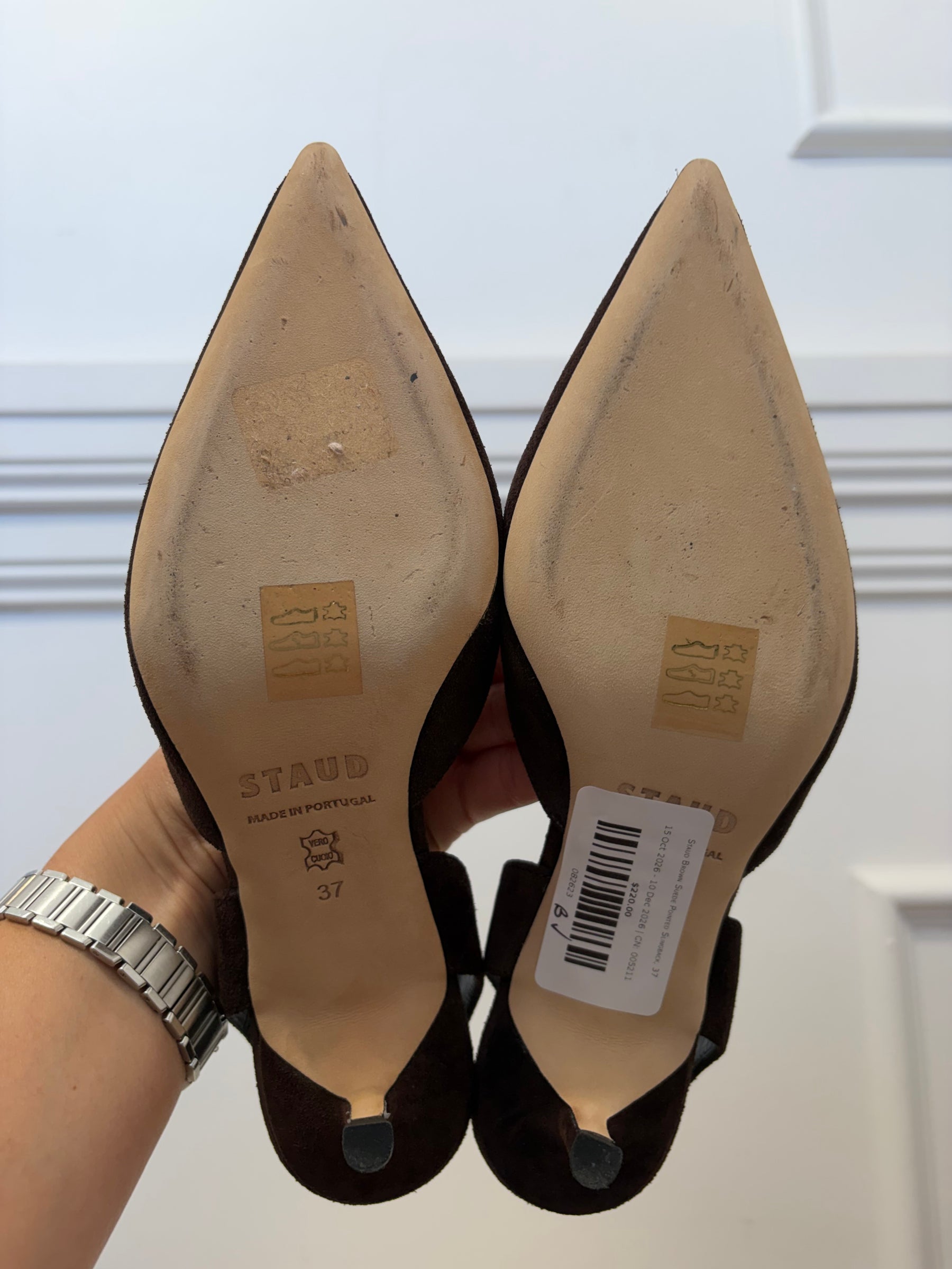 Staud Brown Suede Pointed Slingback, 37