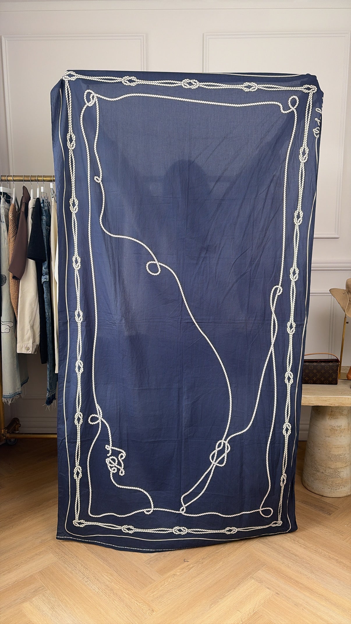 P Johnson Navy and White Printed Sarong