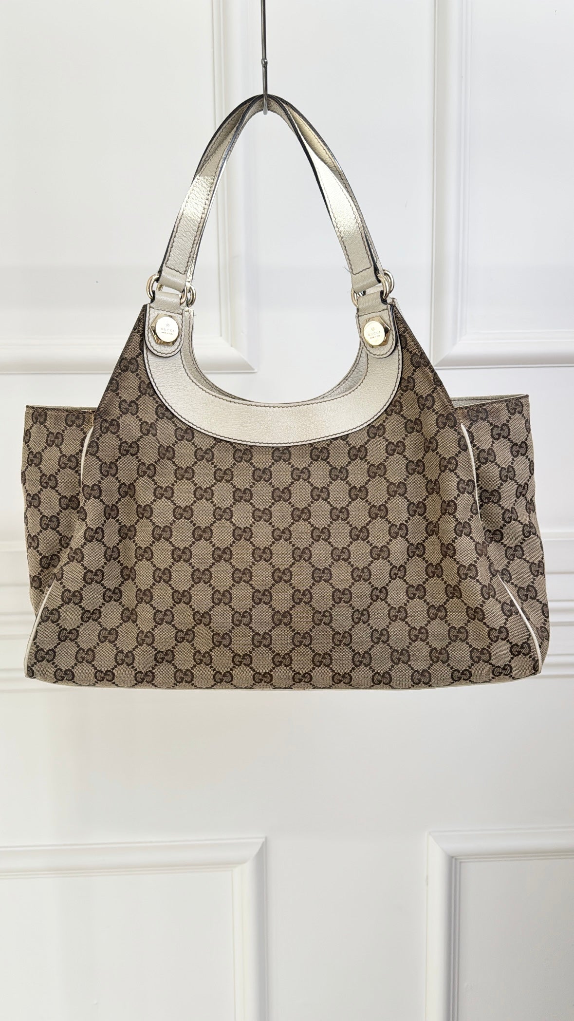 Gucci Beige Monogram Charmy Leather Bag