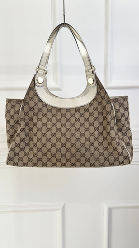 Gucci Beige Monogram Charmy Leather Bag