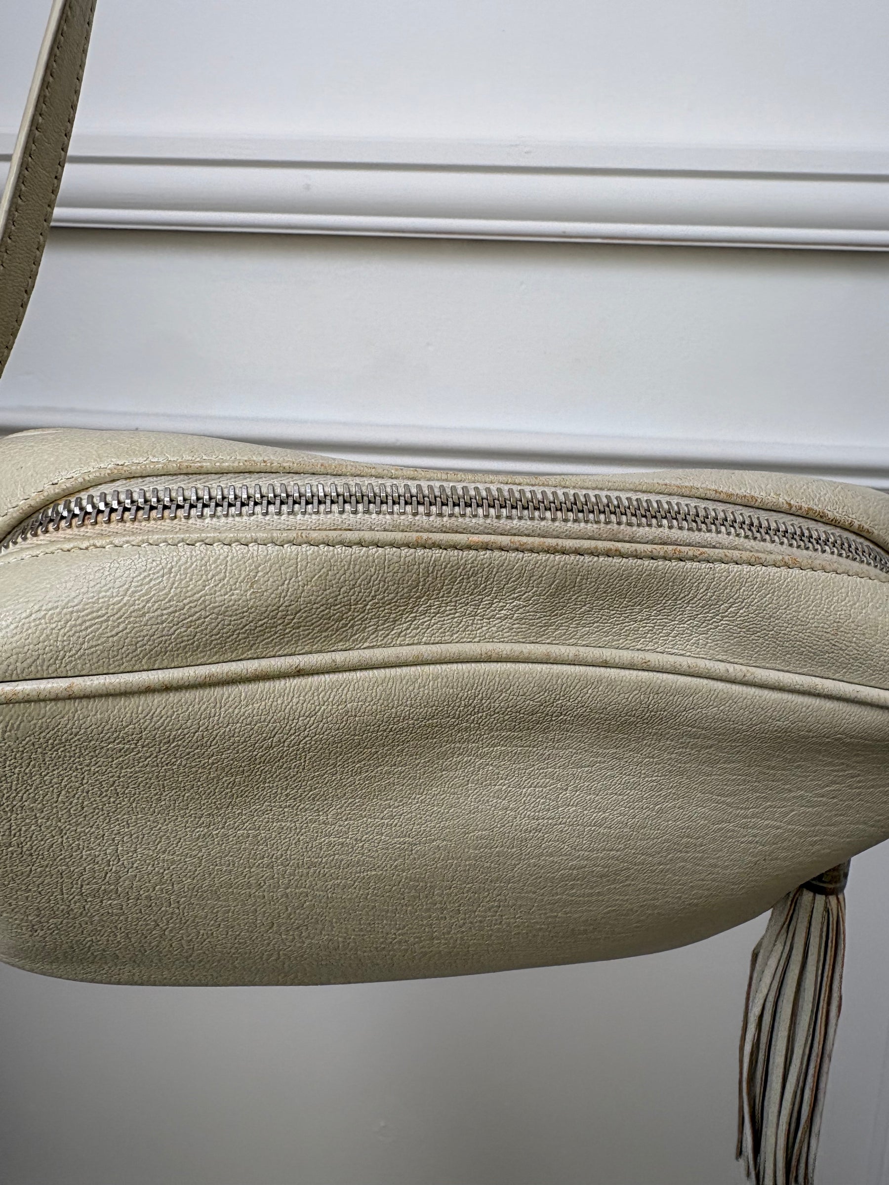 Saint Laurent Cream Leather Lou Camera Tassel Bag