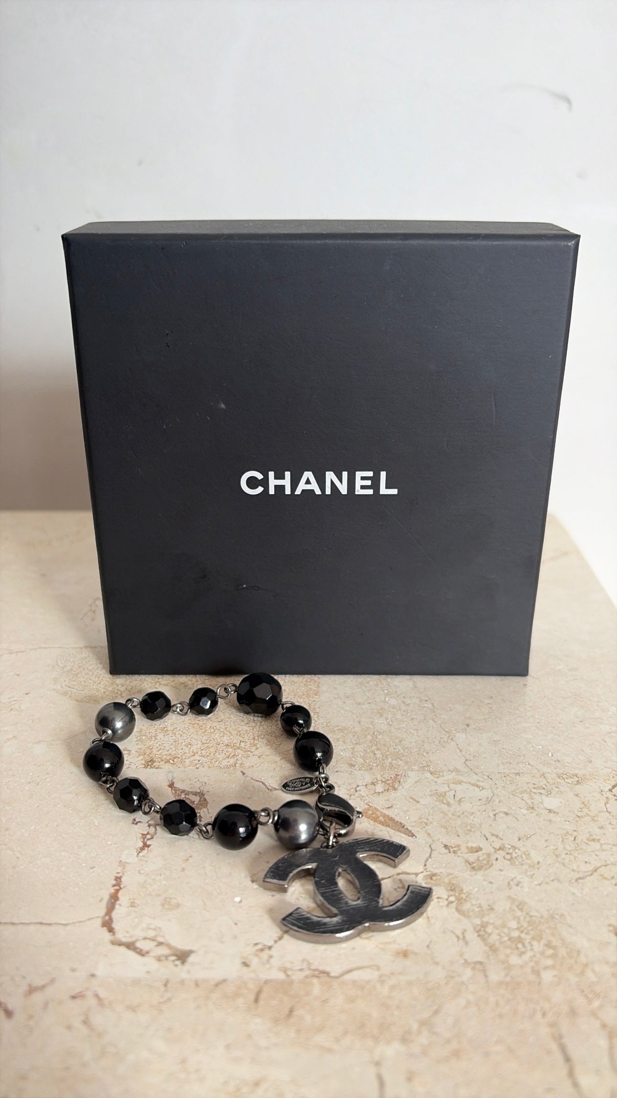 Chanel Beaded CC Bracelet In Black