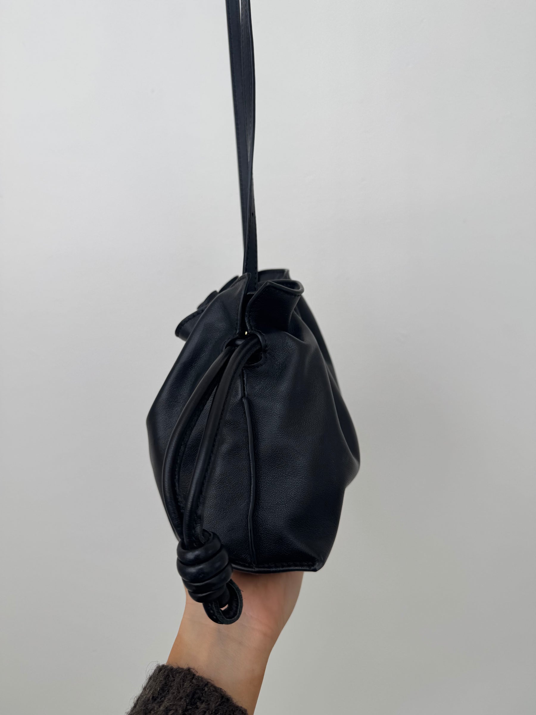 Loewe Black Leather Small Flamenco Pouch Bag