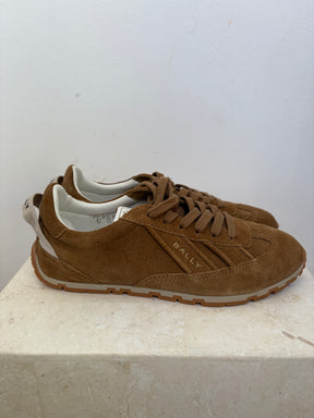 Bally Quest-W Calf Suede Sneaker In Camel, 37.5