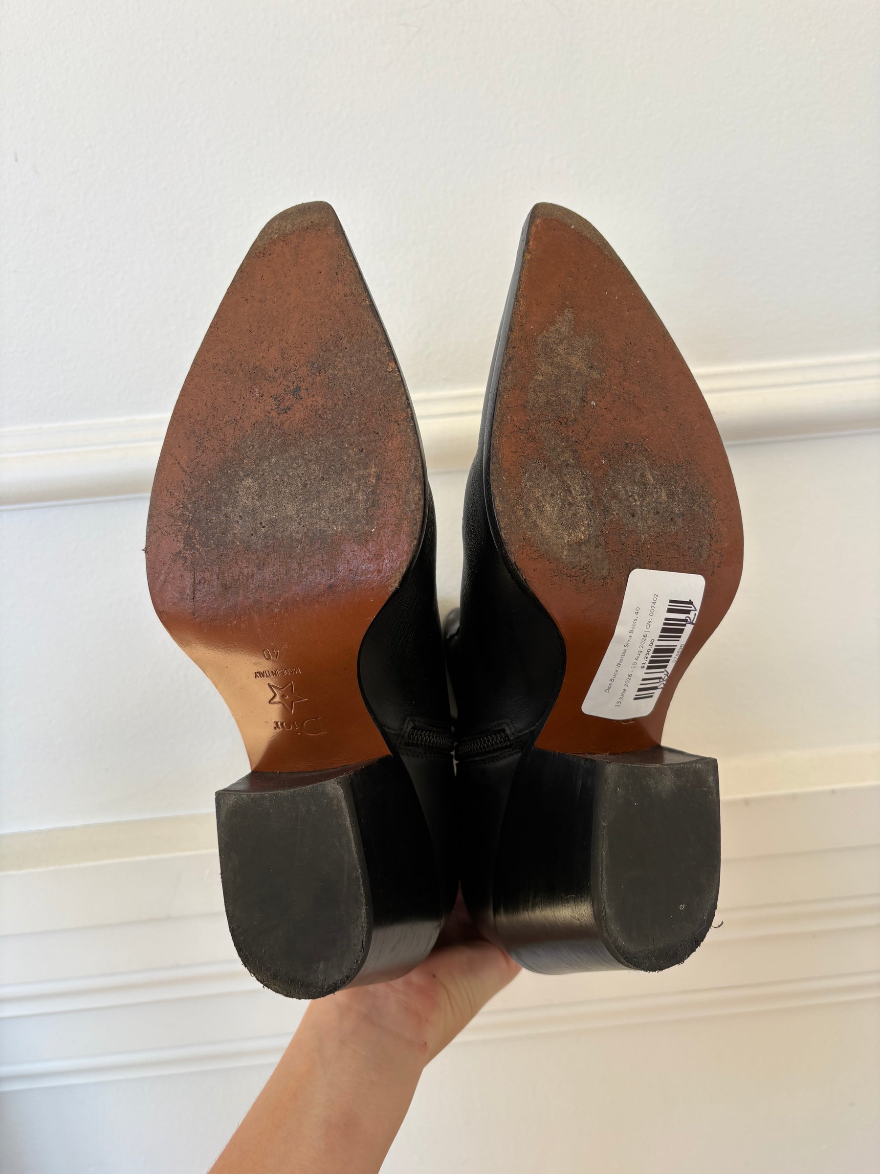 Dior Black Western Style Boots, 40
