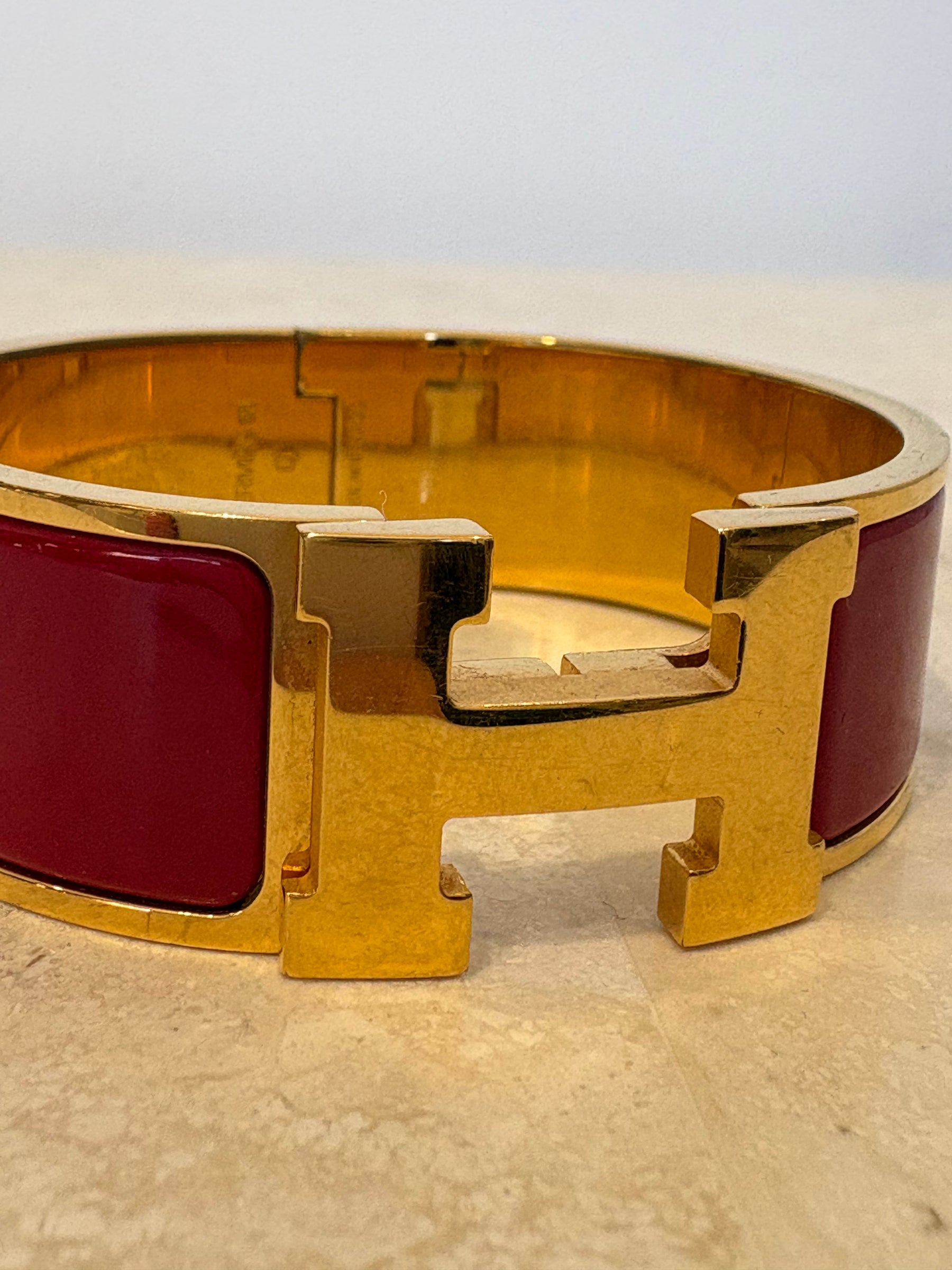 Hermès Red Gold Clic H Bracelet, L/XL