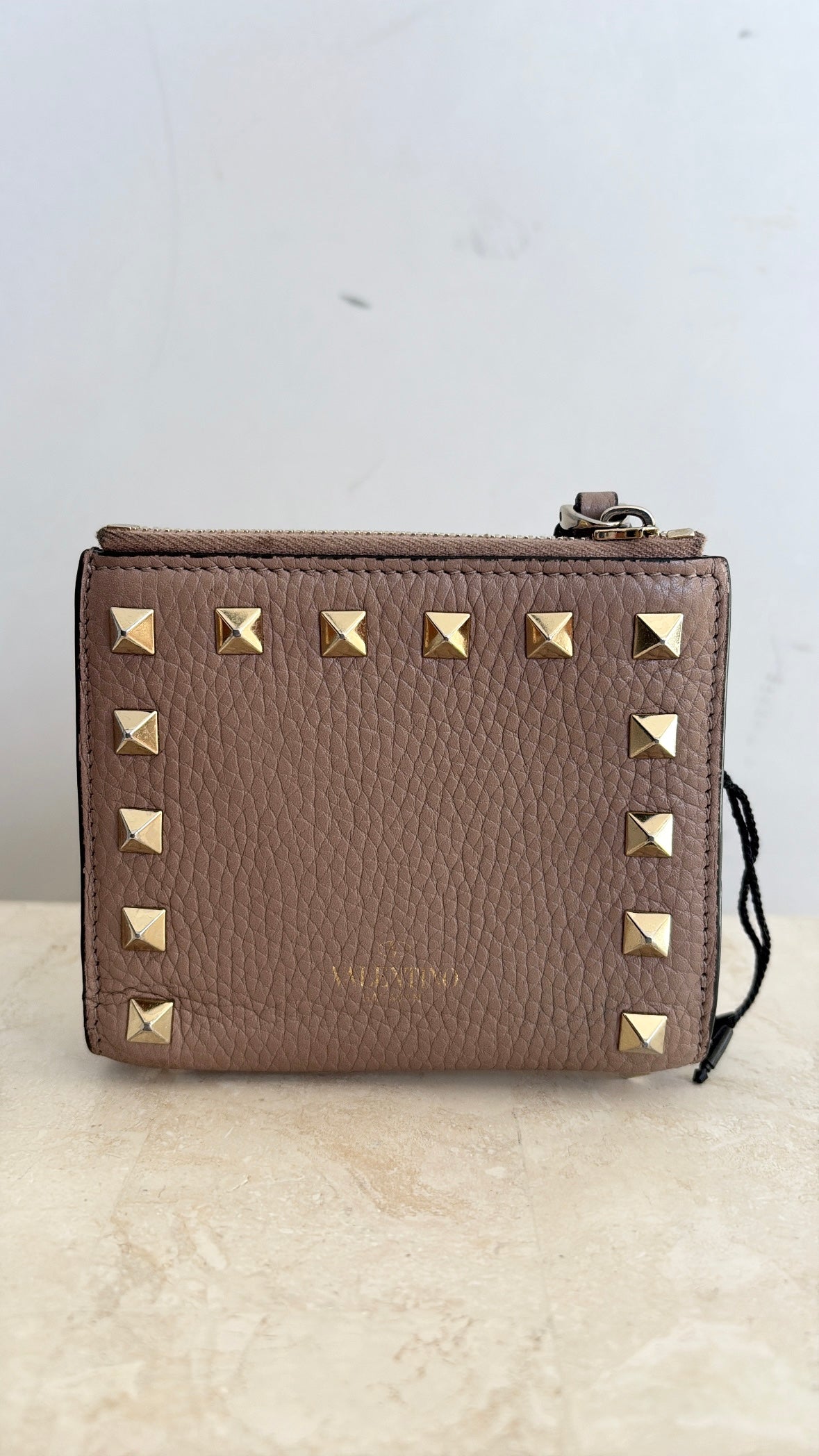 Valentino Rose Poudre Rockstud Flap Wallet