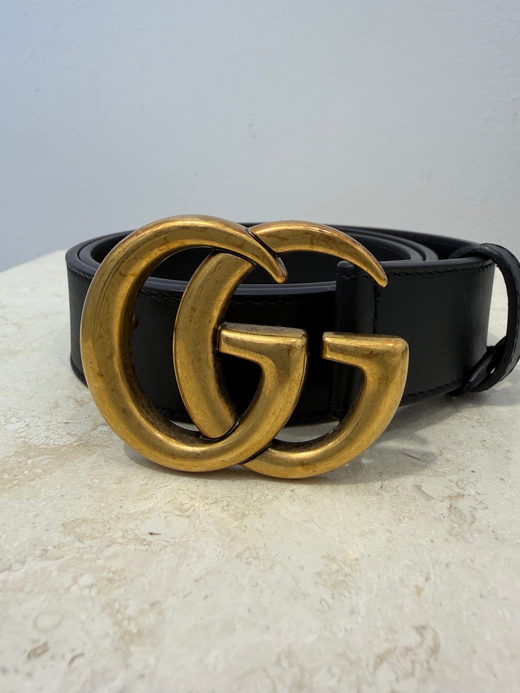 Gucci GG Marmont Leather Belt Black, 70/28