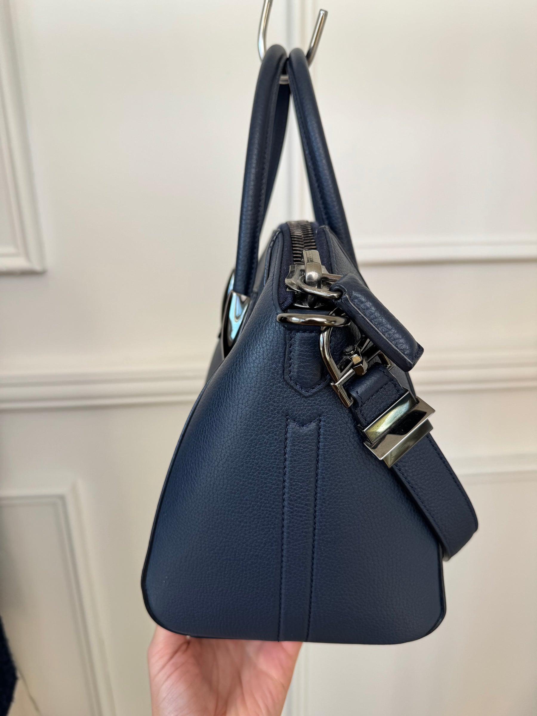 Givenchy Navy Leather Small Antigona Bag
