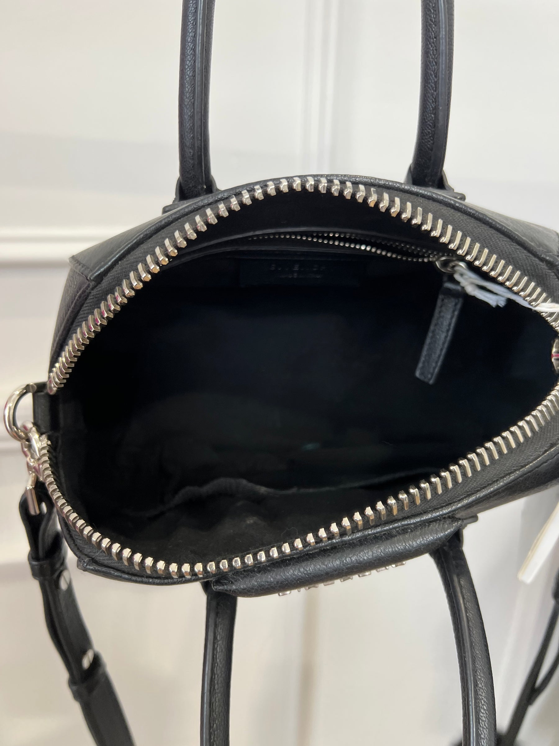 Givenchy Black Leather Mini Antigona with Faux Fur Logo Strap