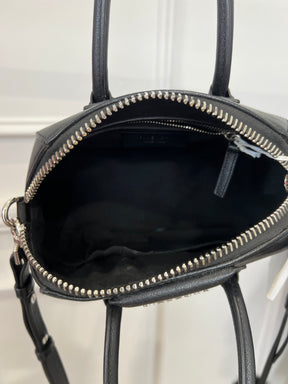 Givenchy Black Leather Mini Antigona with Faux Fur Logo Strap