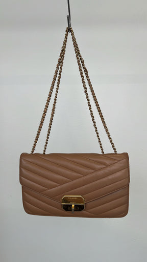 Chanel Dark Beige Chevron Quilted Flap Bag