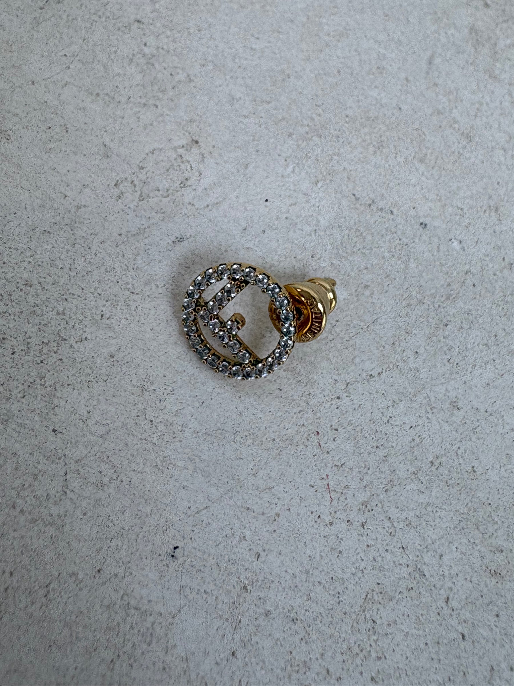 Fendi Crystal Logo Stud Earrings