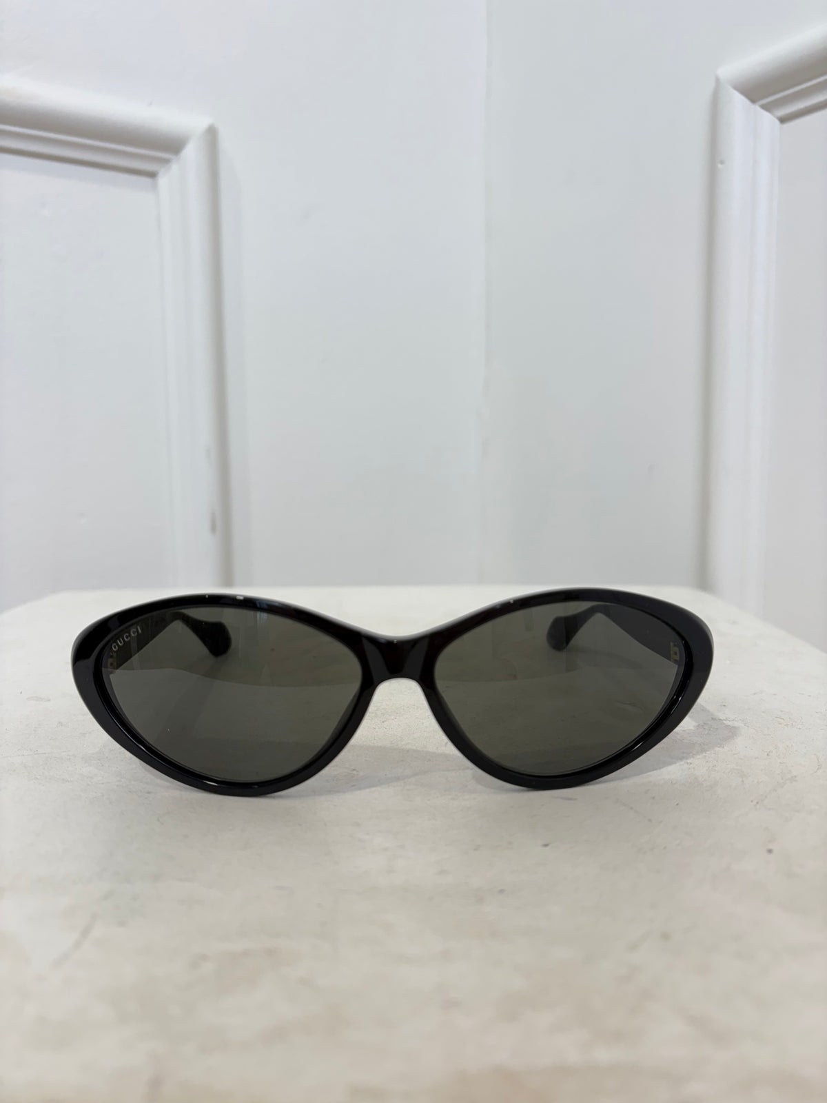 Gucci Black Pointed Oval Sunglasses