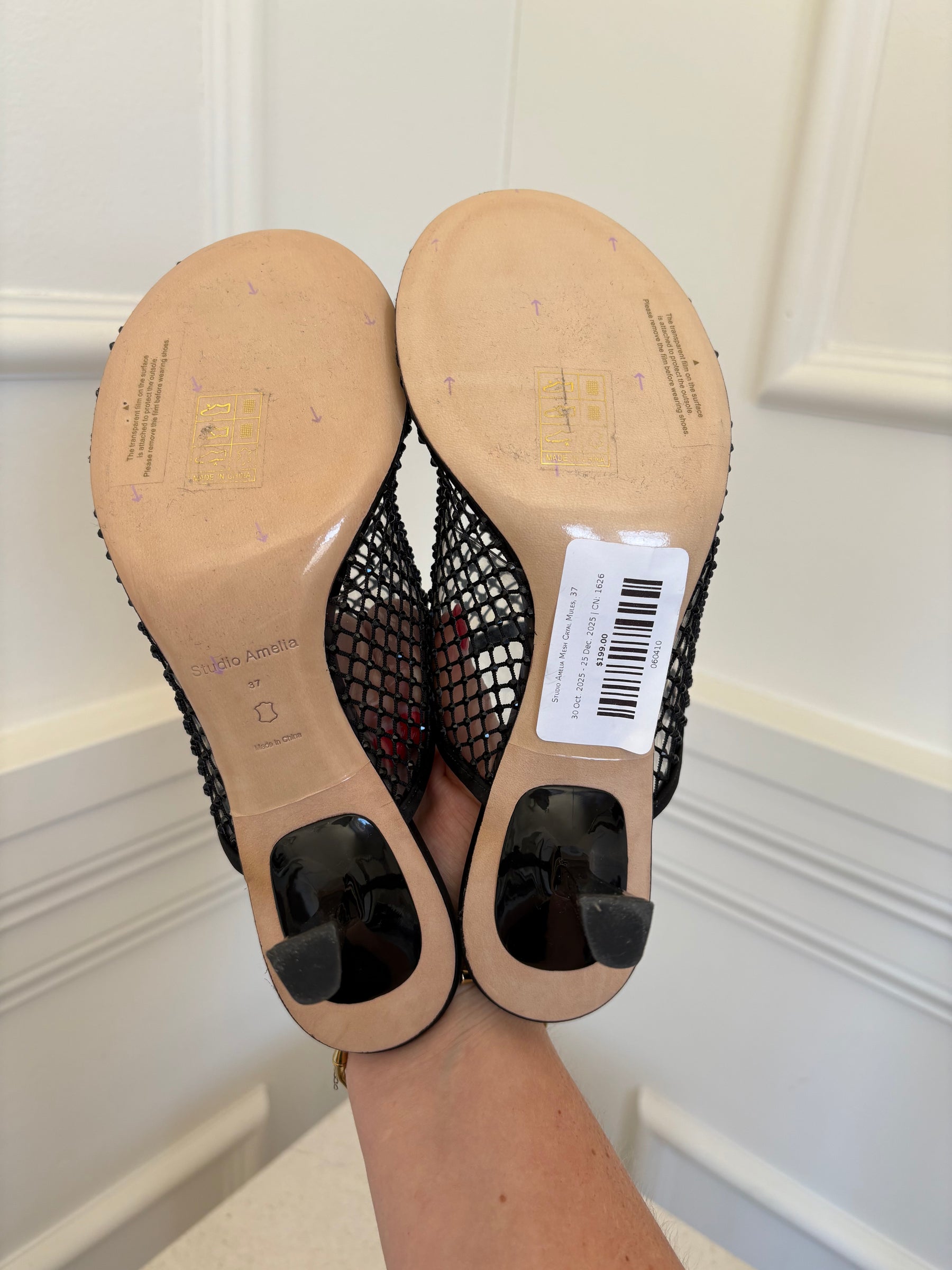 Studio Amelia Mesh Cryal Mules, 37