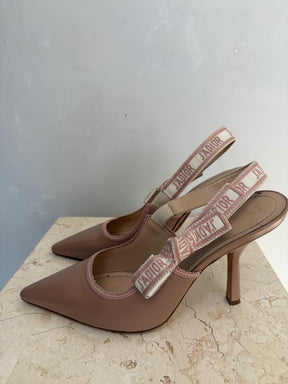 Dior Clay Leather J'adior Slingbacks, 39