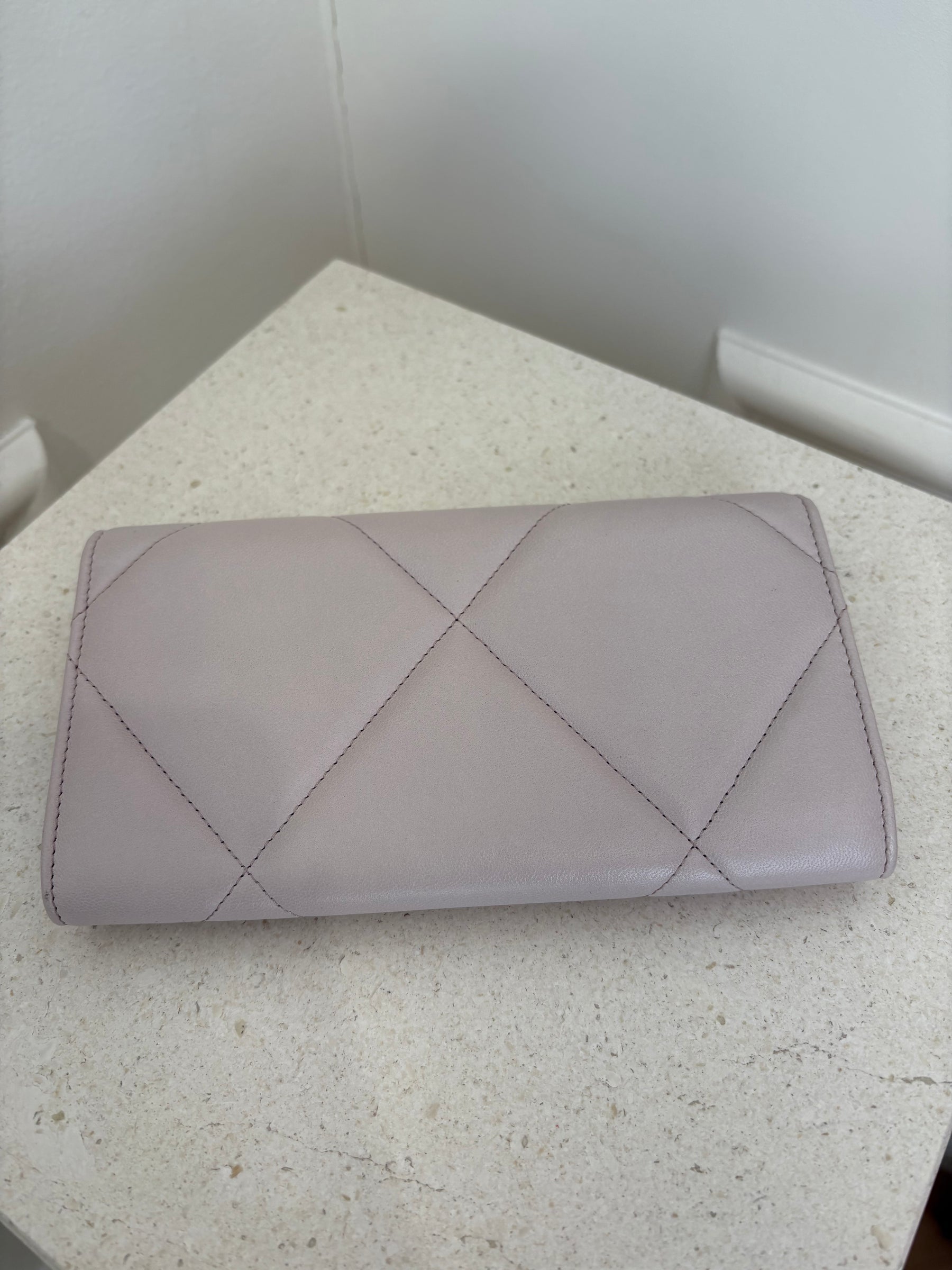 Chanel Light Lilac Leather 19 Flap Wallet