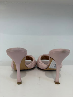 Bottega Veneta Light Pink Quilted Lido Mules, 38.5