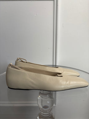 Jill Sandler Crystal Embellished Leather Ballet Flats In Cream, 37