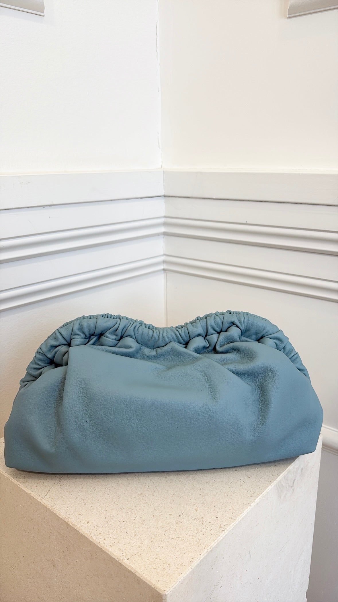 Mansur Gavriel Blue Leather Oversized Cloud Clutch