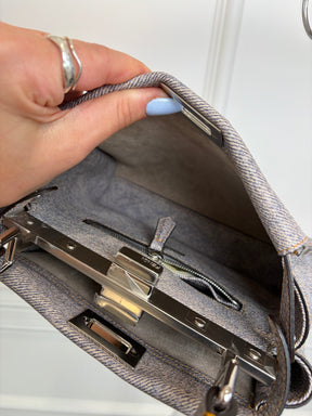 Fendi Blue Denim Effect Leather Mini Peekaboo