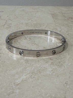 Cartier White Gold Diamond Love Bangle, 17