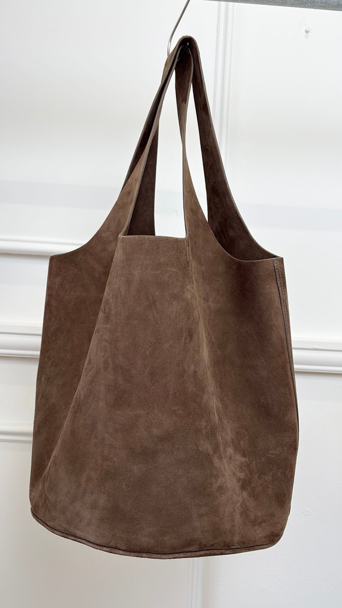 A.EMERY Taupe Suede Timms Bucket Tote