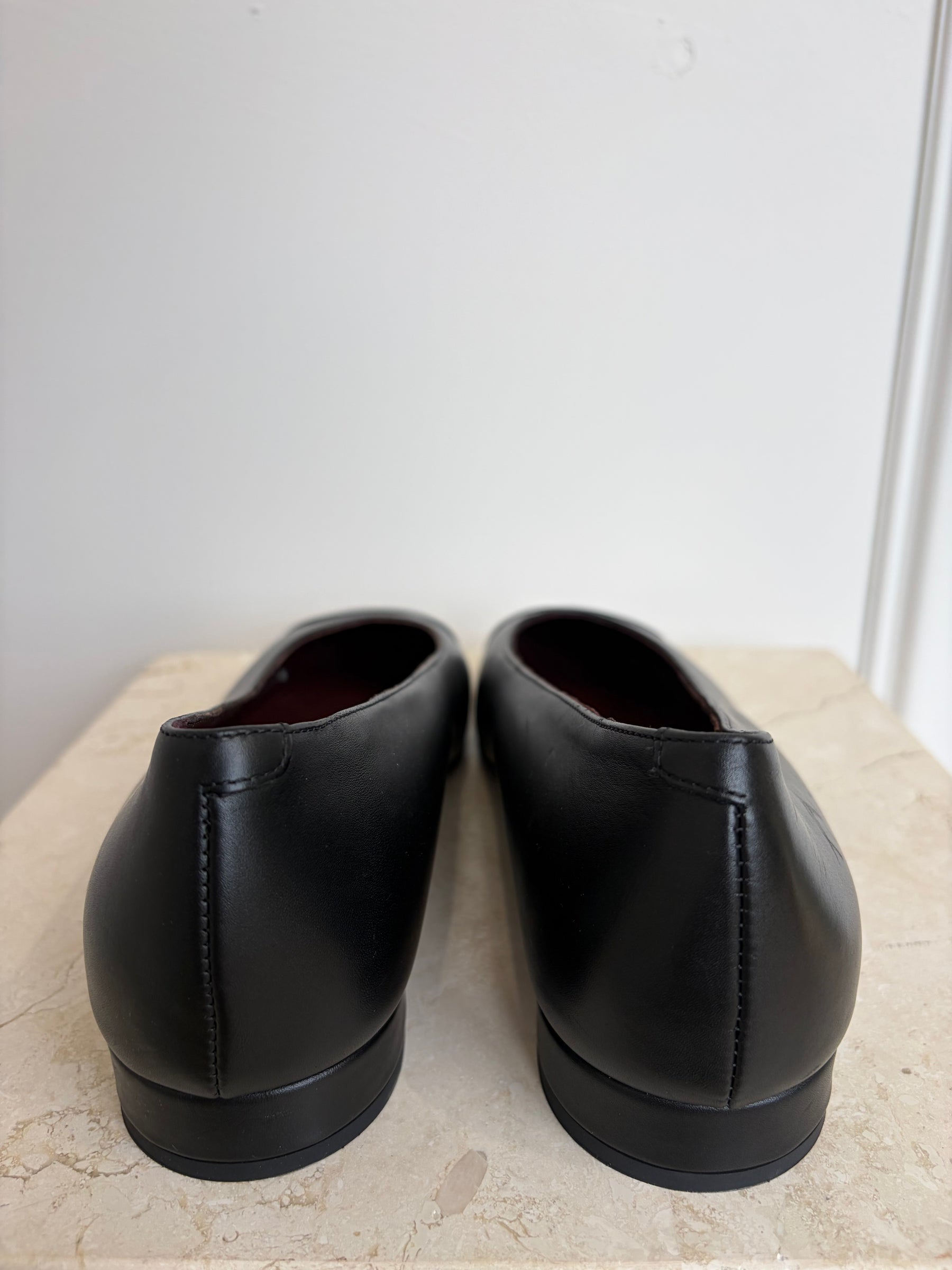 Chanel Uniform Black Leather Ballet Flats, 39C