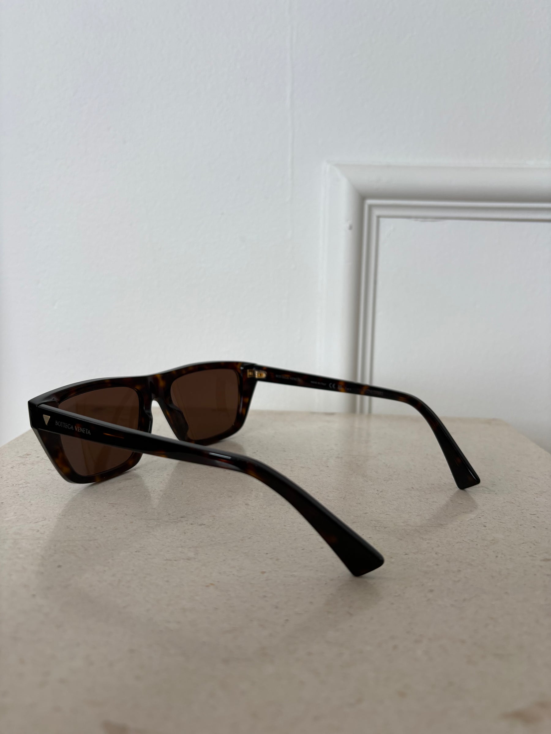 Bottega Veneta Tortoiseshell Flat Top Sunglasses