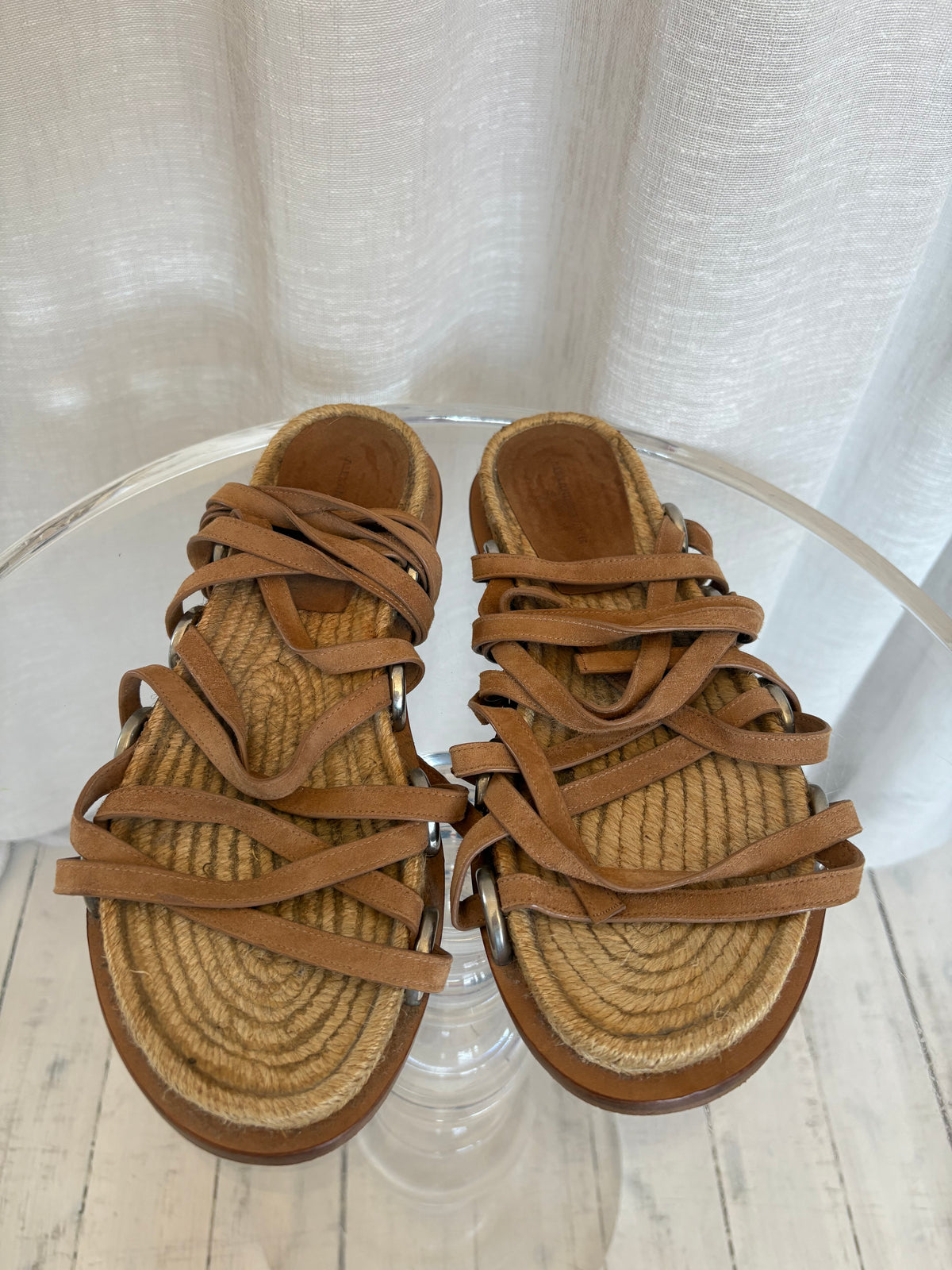 Alexander Wang Tan Suede Espadrille lace Up Sandals, 39