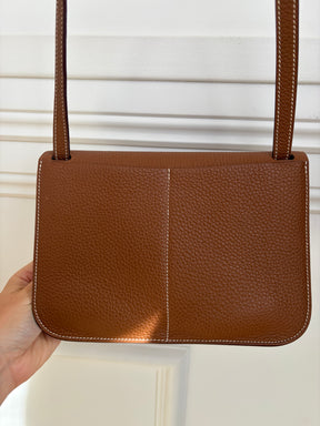 Hermès Halzan 25 in Gold Clemence Leather