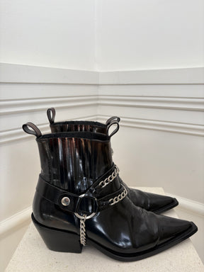 Anine Bing Black Ankle Boots With Chain Detail, 39