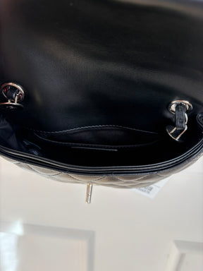 Chanel Uniform Black Lambskin Leather Waist Bag