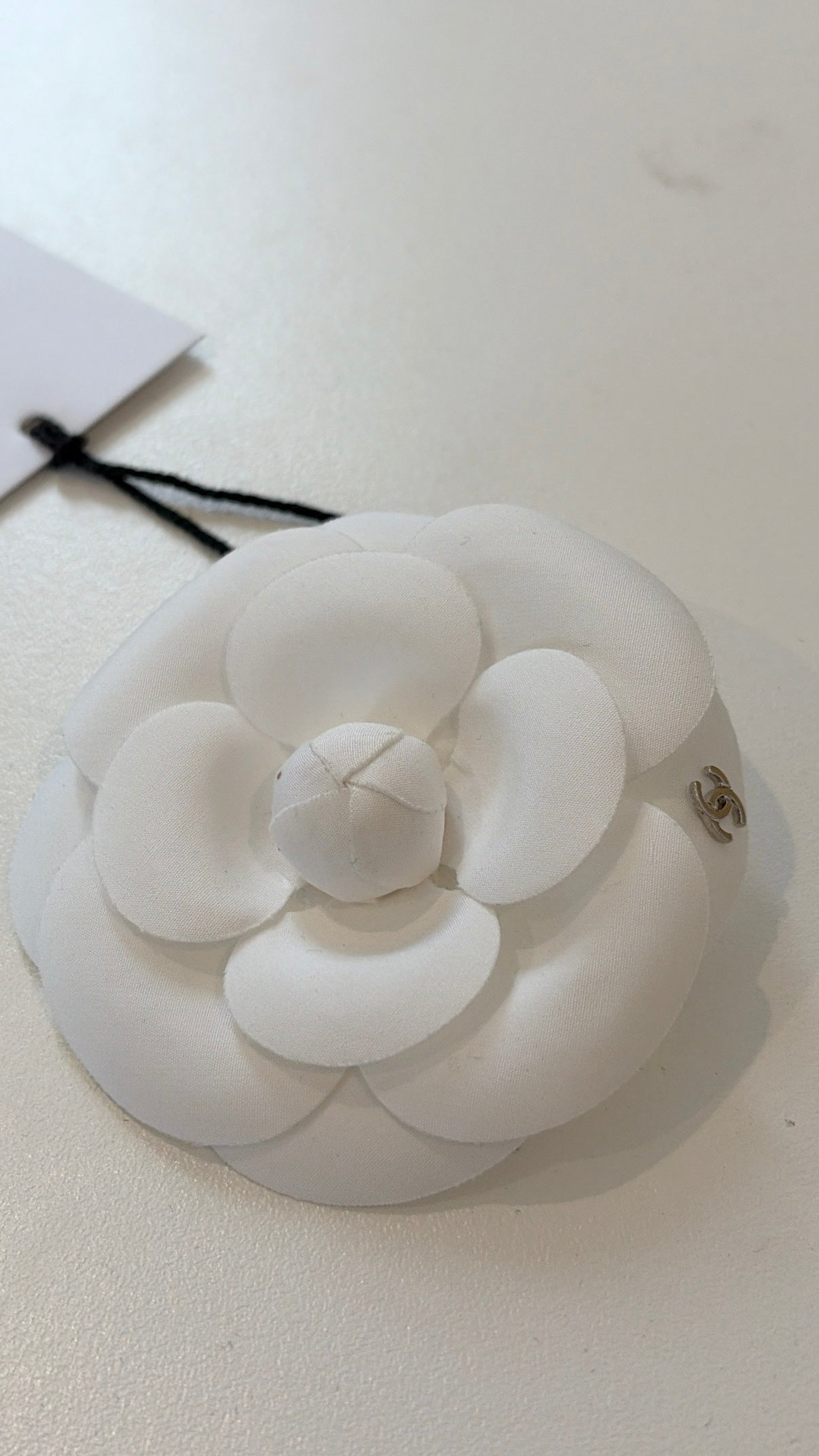 Chanel Uniform White Fabric Camelia Brooch
