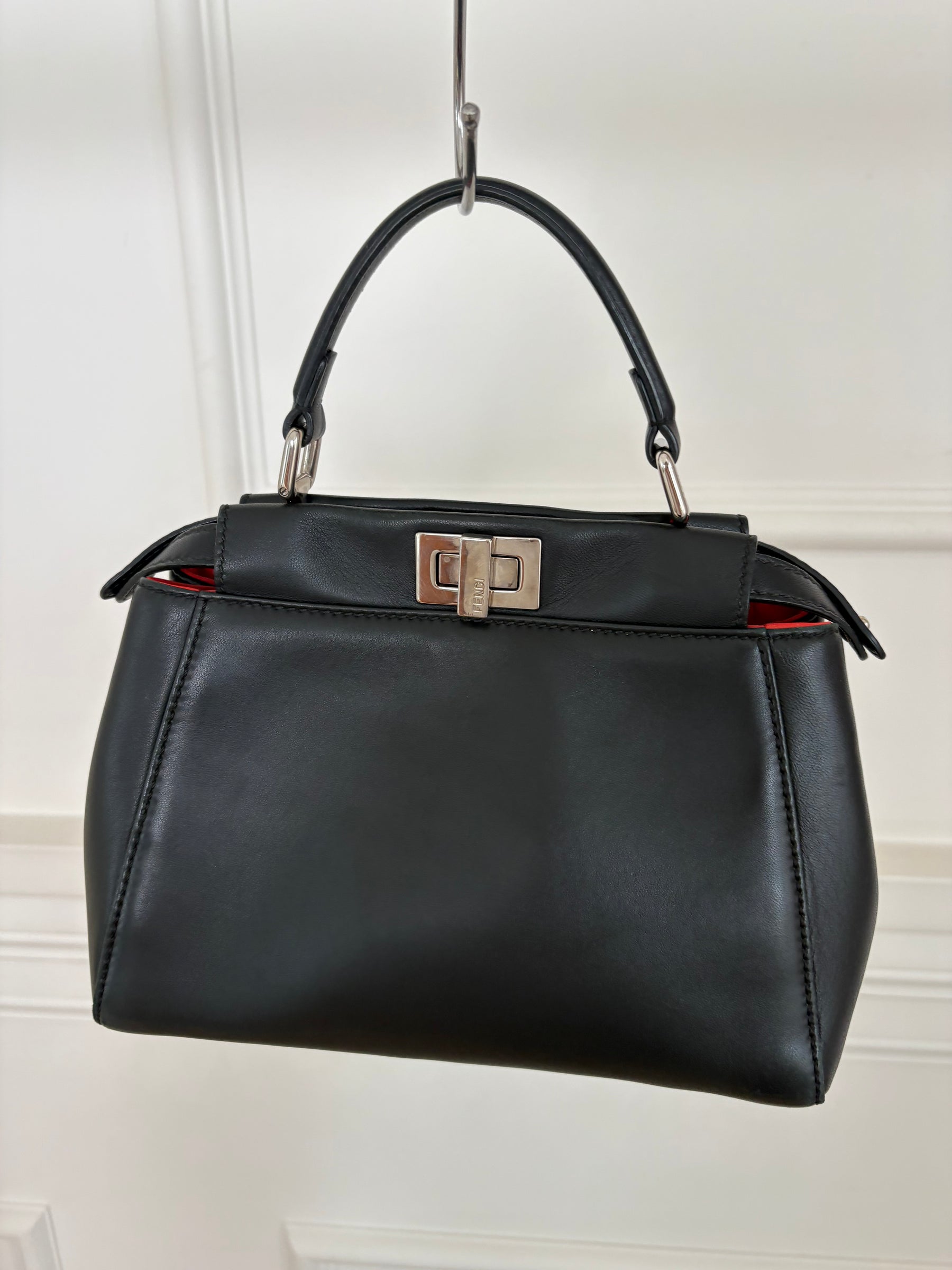 Fendi Black Leather Mini Monster Peekaboo