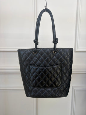Chanel Black Quilted Leather Cambon Tote