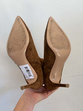 Gianvito Rossi Brown Suede Pointed Ankle Boot Stilletto, 38.5