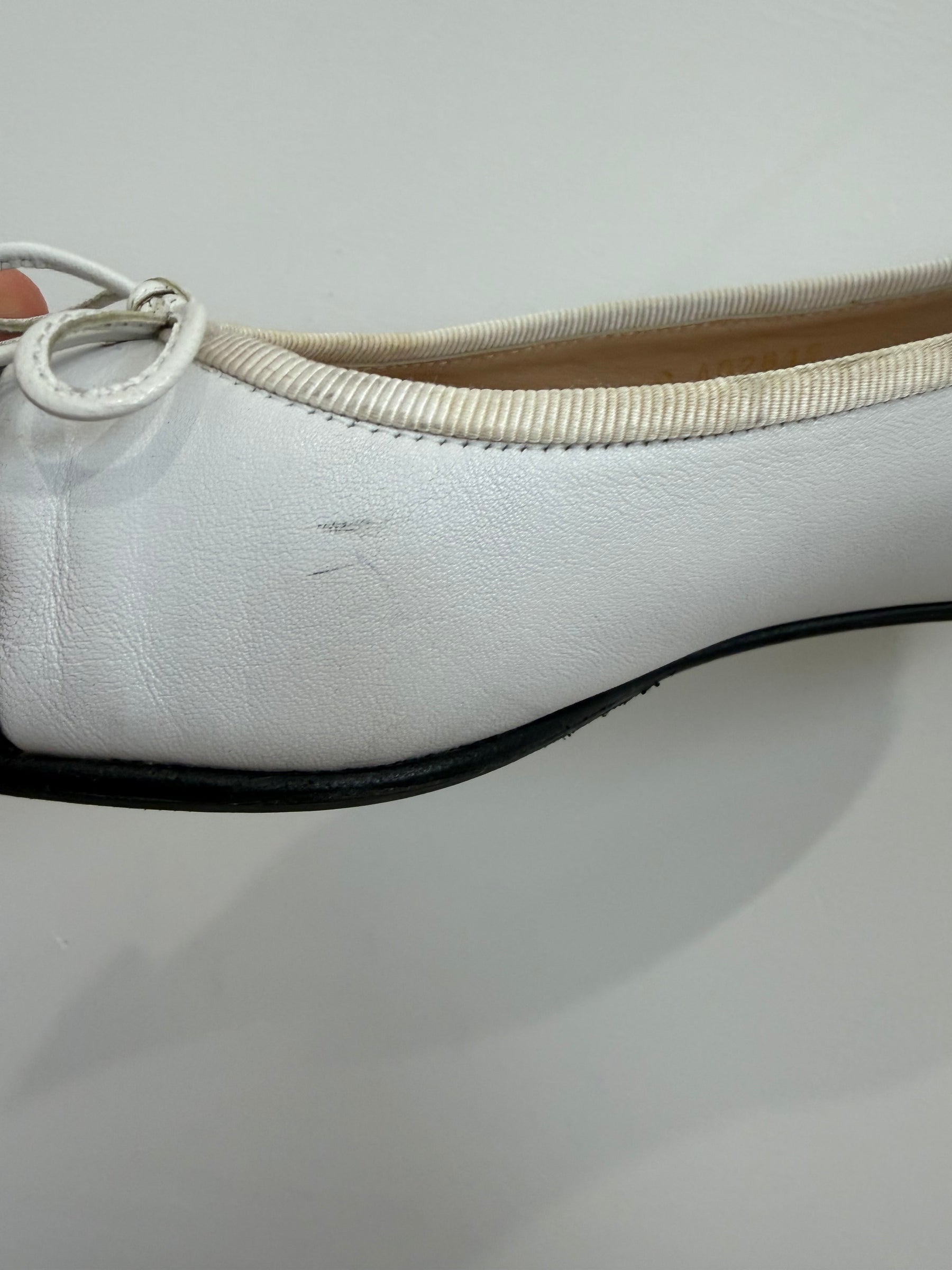 Chanel White and Black Leather Ballet Flats, 37.5