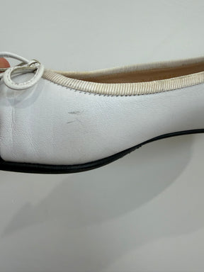 Chanel White and Black Leather Ballet Flats, 37.5