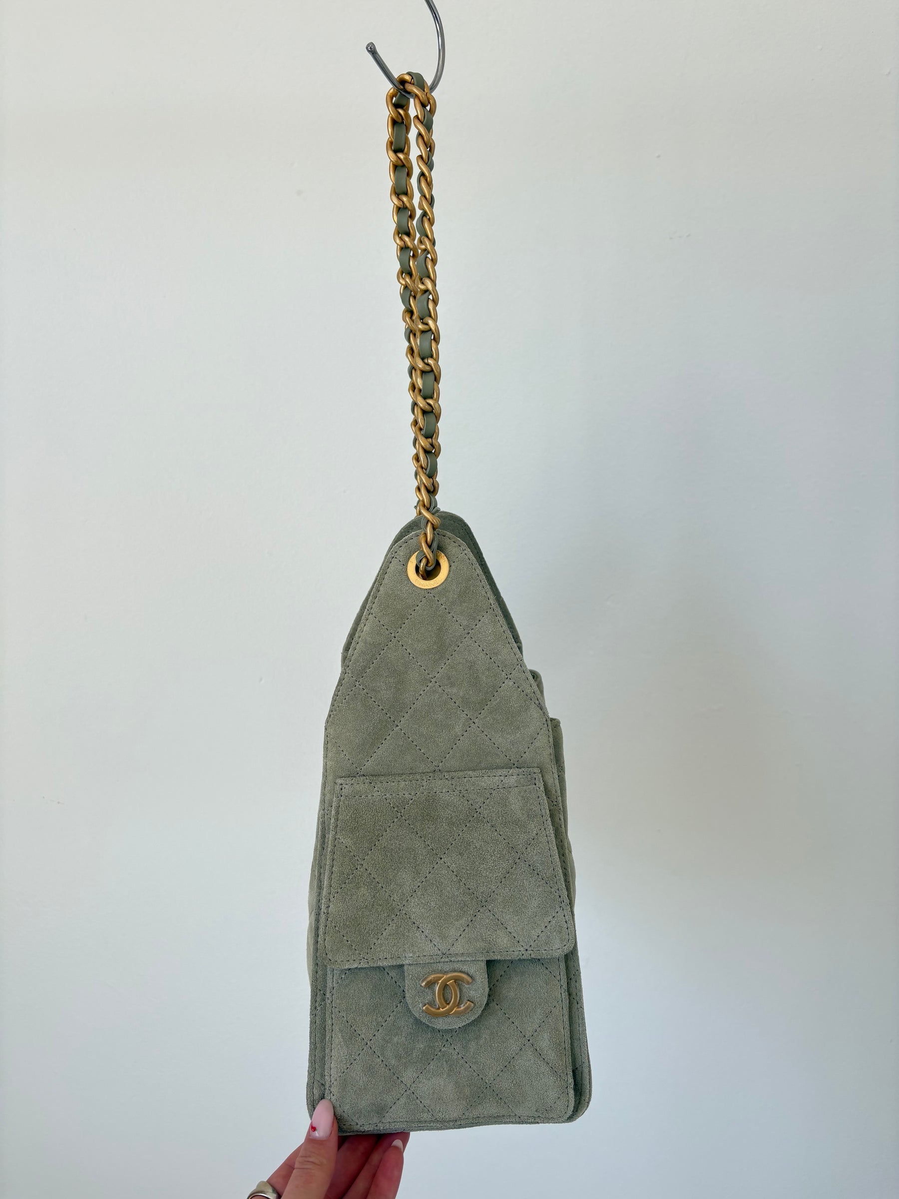 Chanel Small 25 in Sage Suede Bag