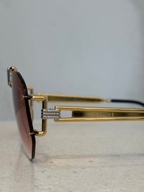 CELINE Pink Lensed Gold Silver Framed Sunglasses