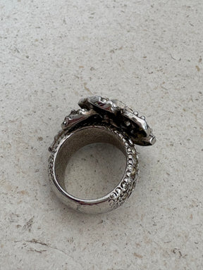 Chanel Camelia Crystal Cocktail Ring, 6 US