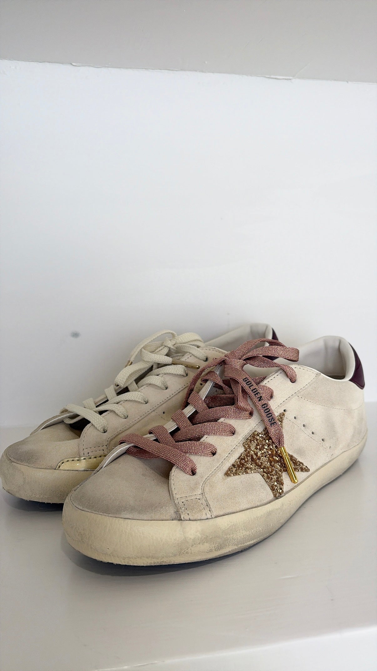 Golden Goose Superstar Beige Suede Sneakers With Gold Star, 40