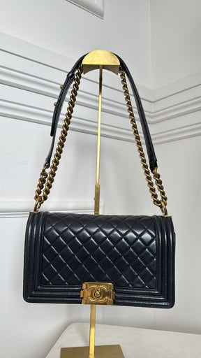 Chanel Navy Lambskin 'Old Medium' Boy Bag